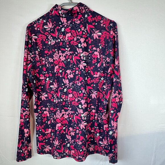 Vibrant Floral Performance Top Thumbholes + Zip Front - Picture 4 of 8